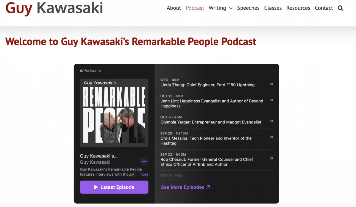 Guy Kawasaki's Remarkable People podcast