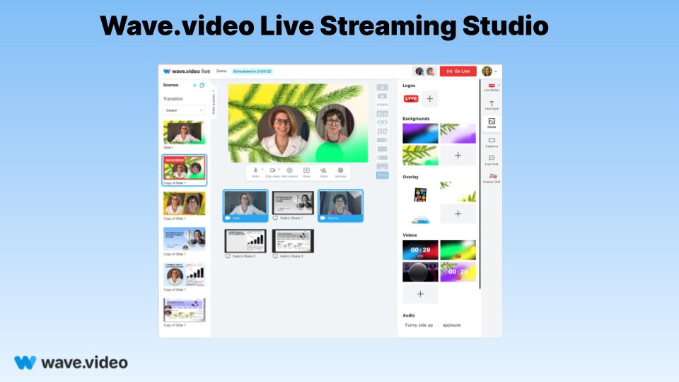 Wave.video live streaming studio