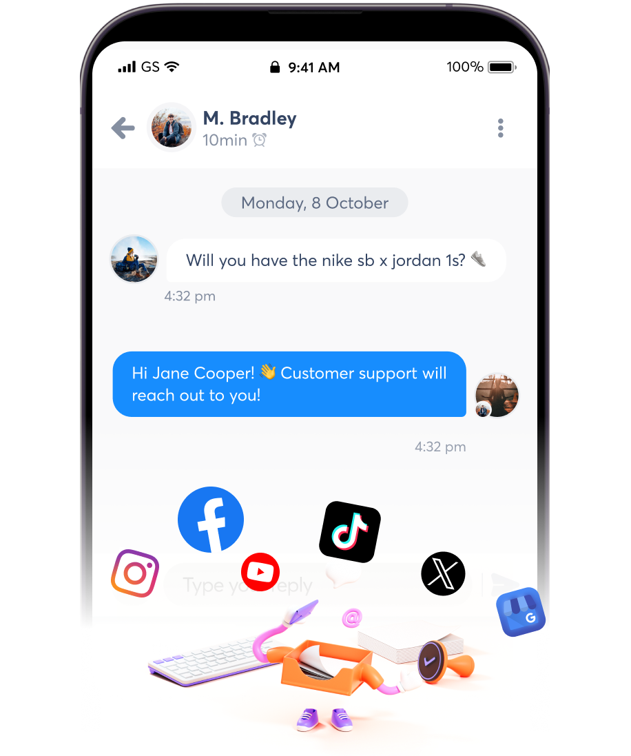 A view of a conversation in social media inbox in Agorapulse companion app