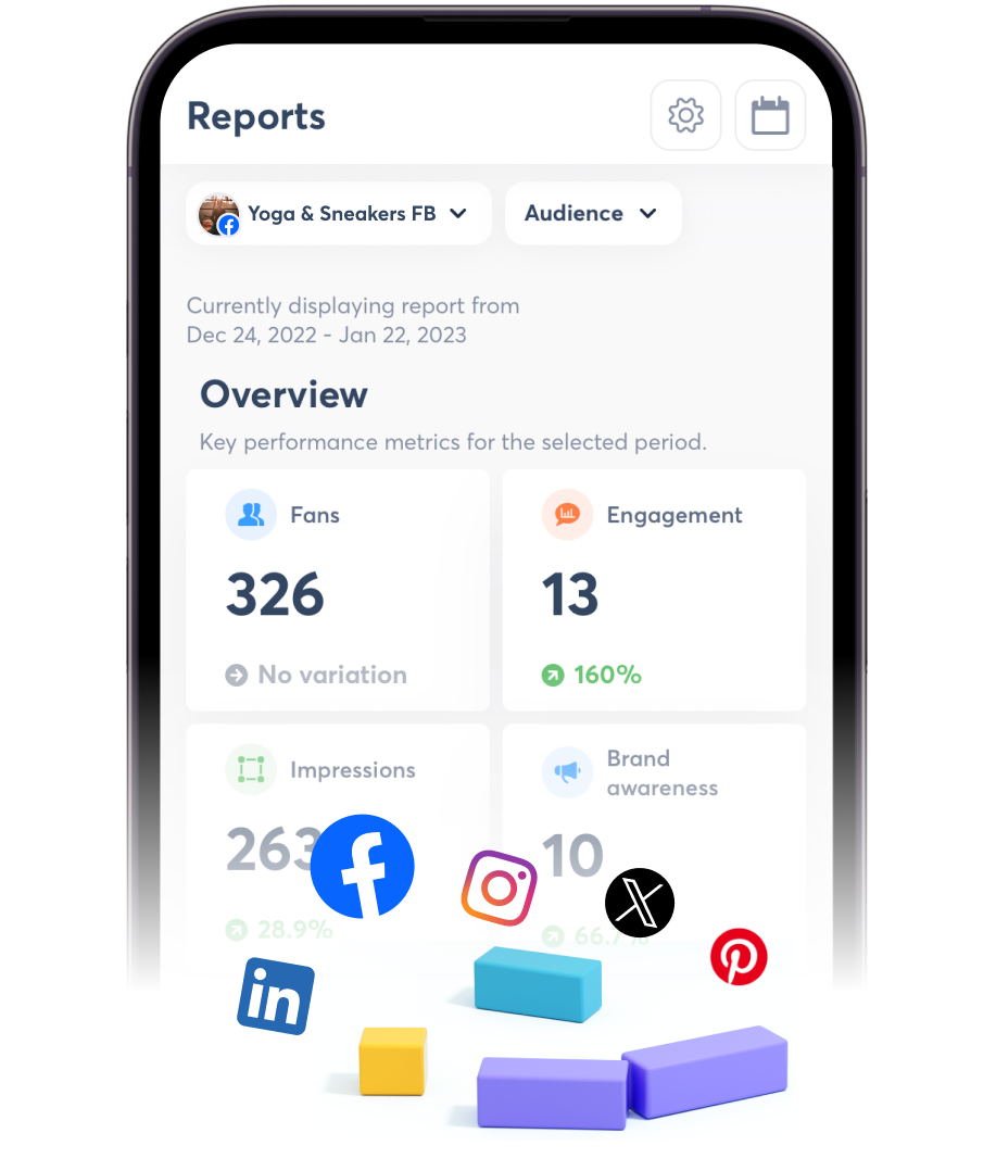 Agorapulse companion app displaying social media reports