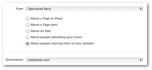 Facebook Domain Sponsored Story