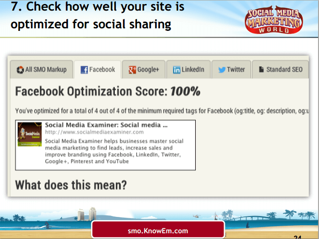 facebook optimization score