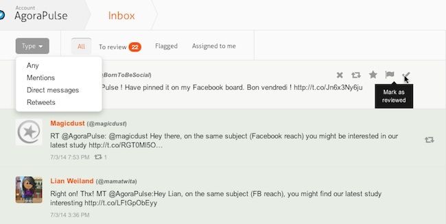 Agorapulse Twitter Inbox