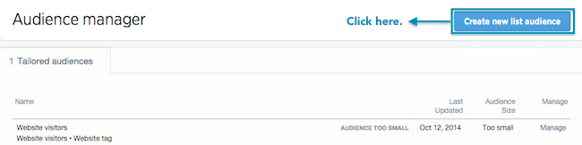 Other audiences step 2. Click on Create New List Audience