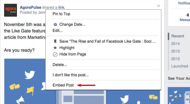 Embed your Facebook posts directly on your website or blog.