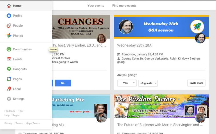 Attend Google+ events