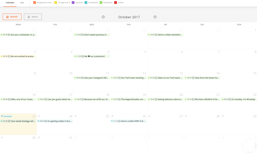 instagram publishing calendar