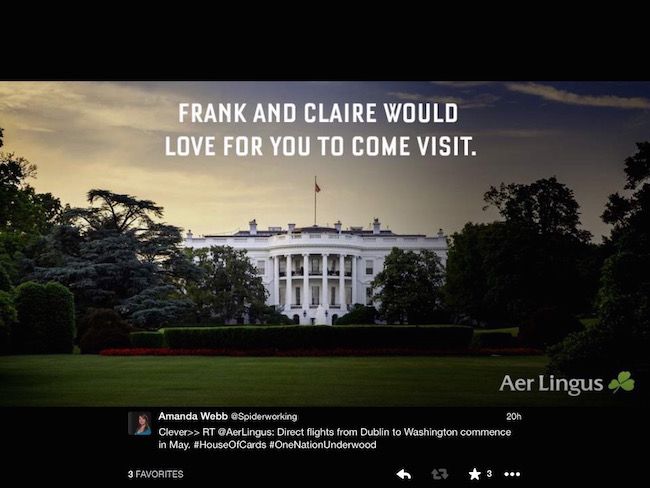 Aer Lingus Appealing To House Of Cards Fans