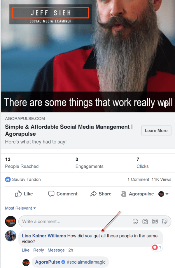 native facebook ad comments