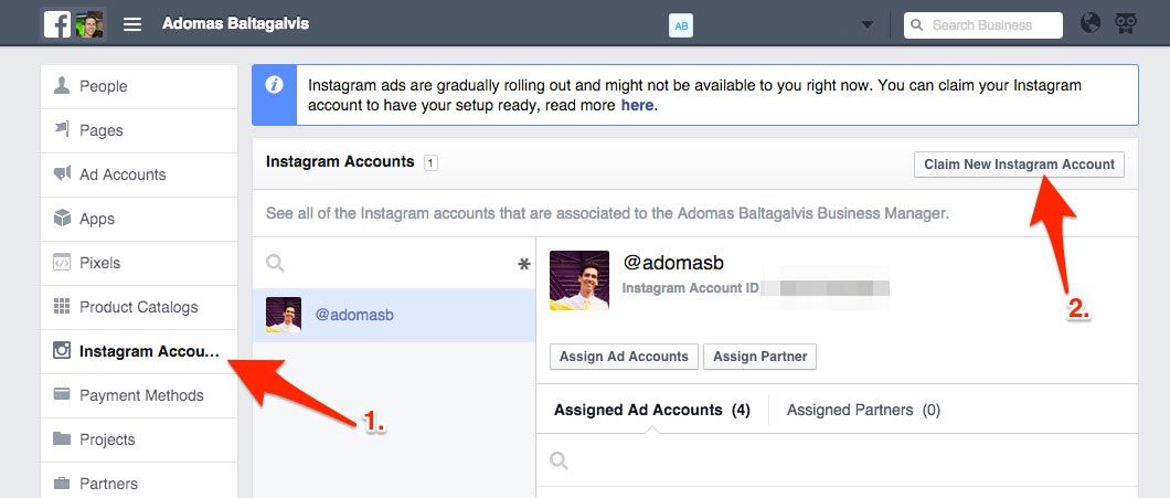 How to claim a new Instagram account on Facebook Business Manager