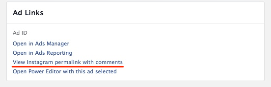 View Instagram permalink with comments on Power Editor