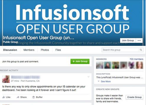 Infusionsoft Open Facebook Group