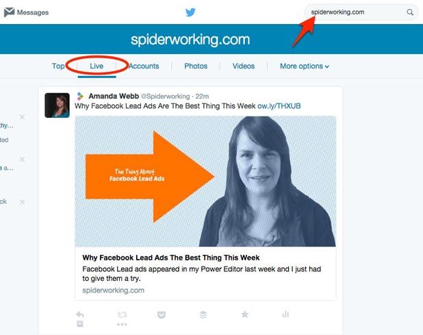 Use Twitter search to find people sharing links to your website
