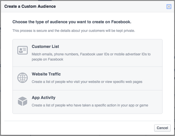 Creating Facebook custom audiences and website custom audiences