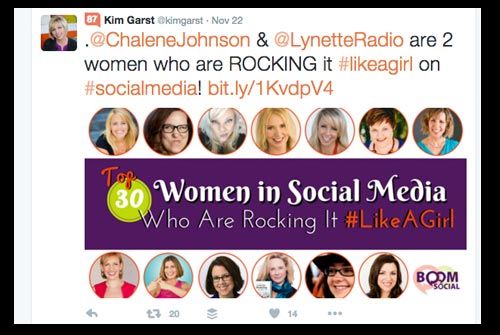 Kim Garst mentioned two people by name in this tweet to her blog post