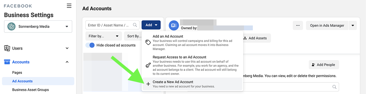 create a facebook ad account