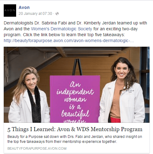 Avon - beauty brands social media 
