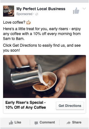 Example of a Facebook ad for a local business