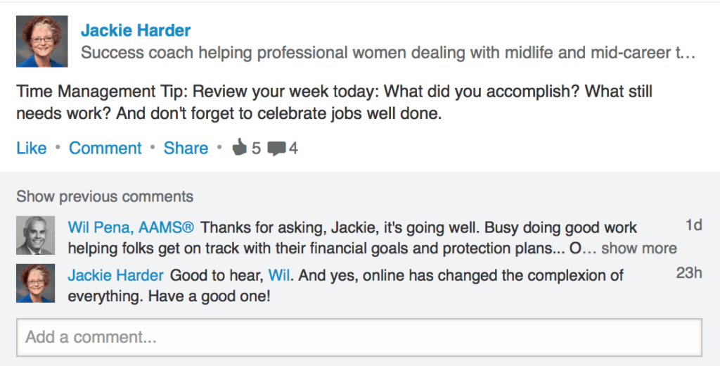 LinkedIn Post Idea from Jackie Harder
