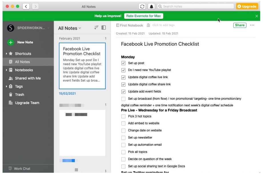 evernote productivity tool