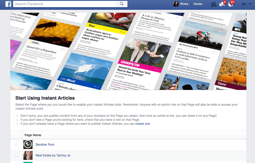 Setting up Facebook Instant Articles