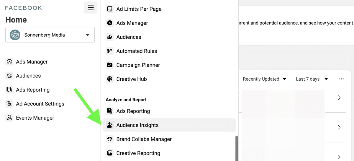 how to access new Facebook Audience insights