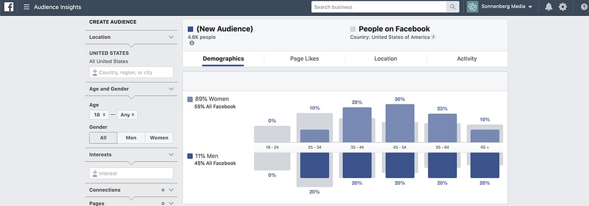 old Facebook Audience insights