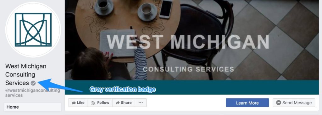facebook page verification gray badge