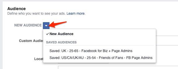 How to access Facebook saved audiences when creating ads
