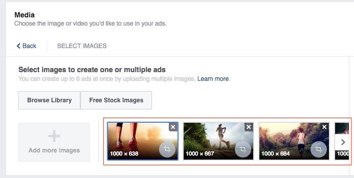Create multiple ad variations on Facebook with more images