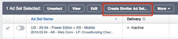 Duplicating and creating similar ad sets on Facebook ads manager