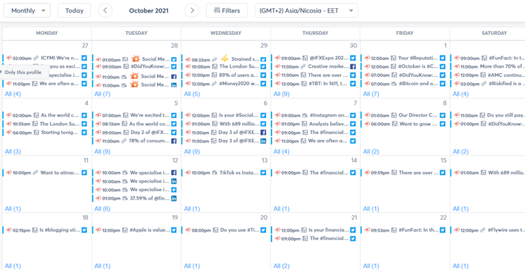 agorapulse content calendar screenshot