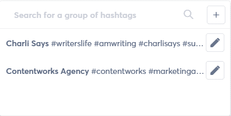 hashtag groups in agorapulse social media management solution screenshot