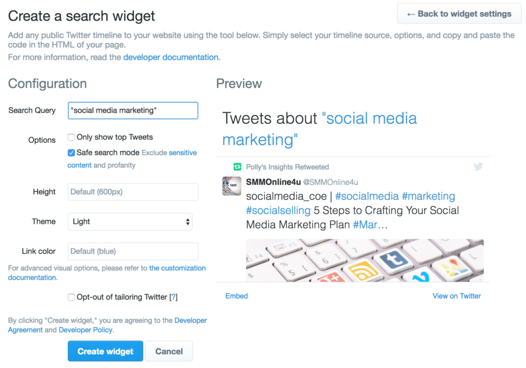 embed twitter search