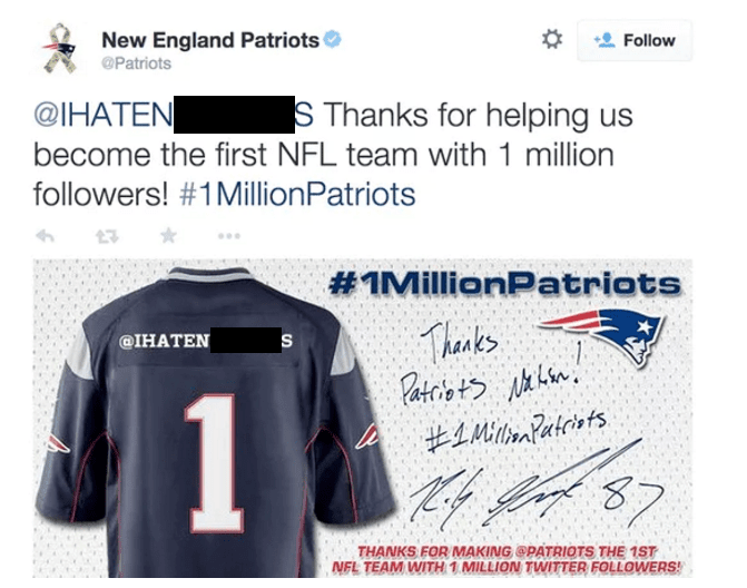 new england patriots automated tweet fail