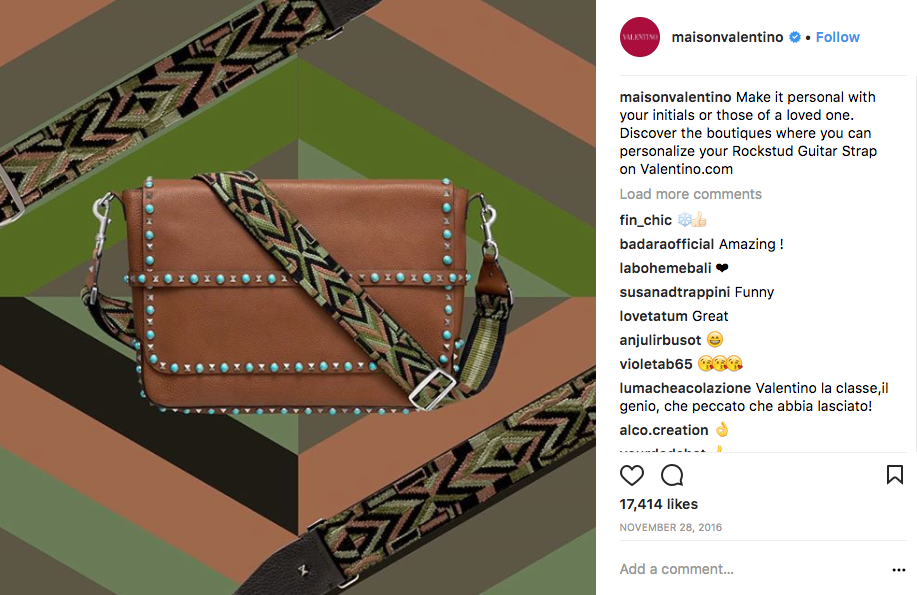 Image of a handbag by @maisonvalentino on Instagram