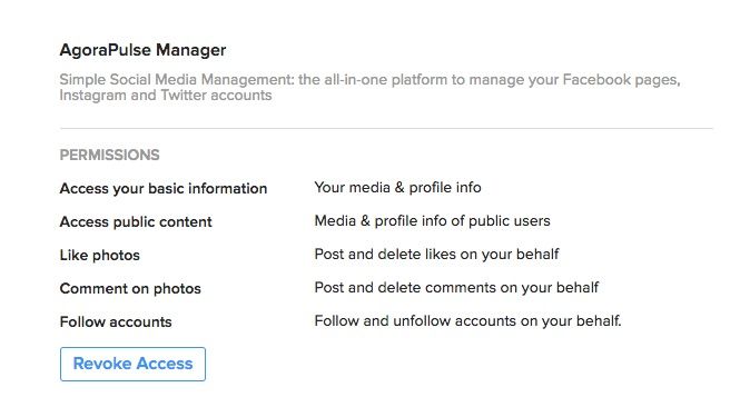 Agorapulse Manager in Instagram connected apps