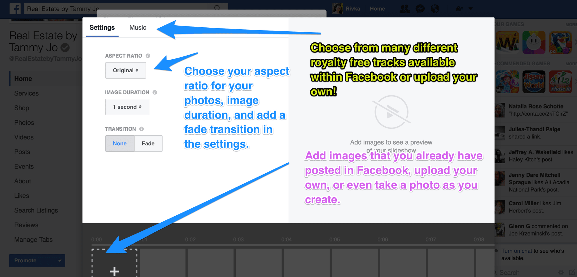 How to create a photo slideshow in Facebook's new post options