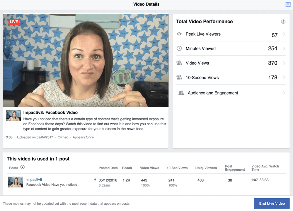 Facebook Live Contributor - Edit Video Details