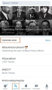 Twitter Explore: Trending Now