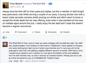 example of a negative review on a facebook page