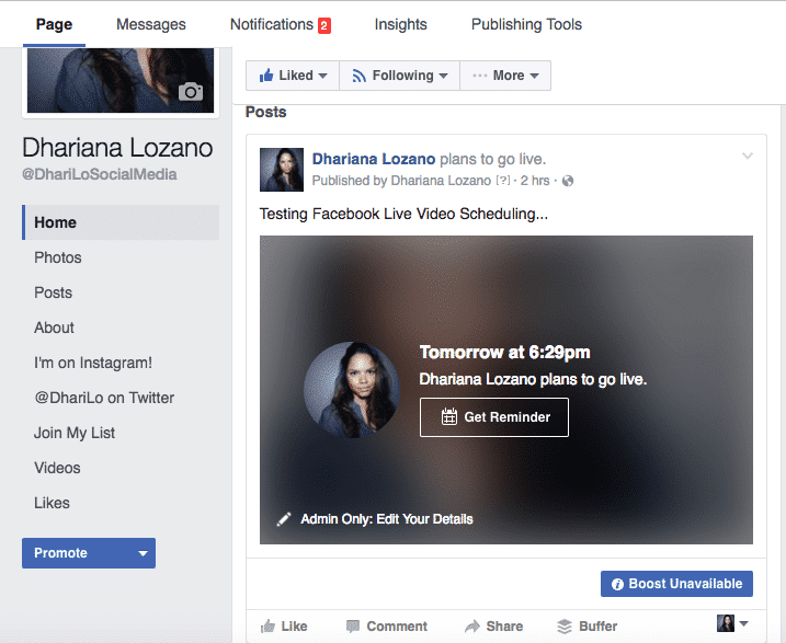 facebook live schedule announcement