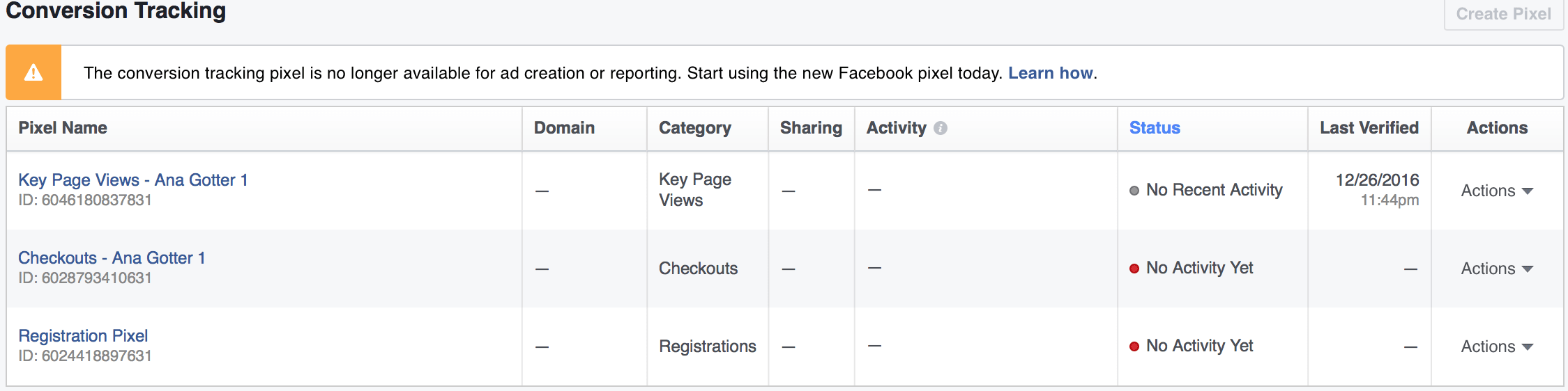 new conversion pixel Facebook