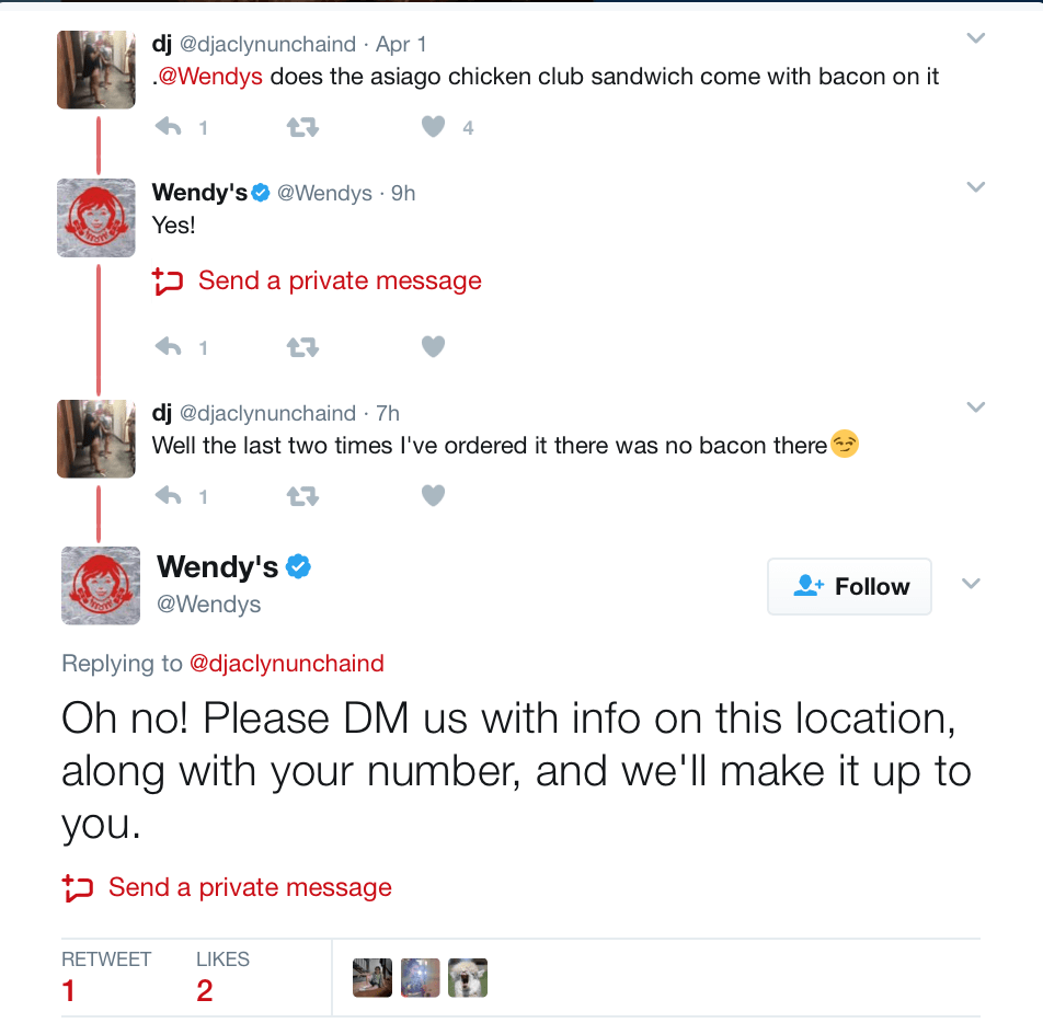 Wendy's customer service