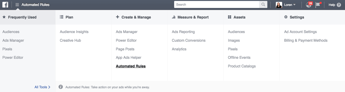 Facebook Ad Automated Rules - Power Editor & Ads Manager