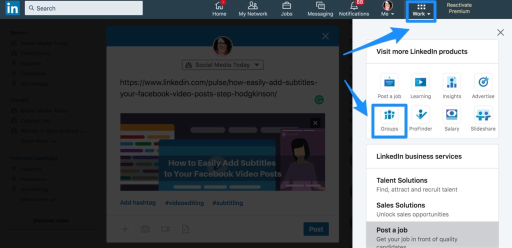 how to post articles on LinkedIn