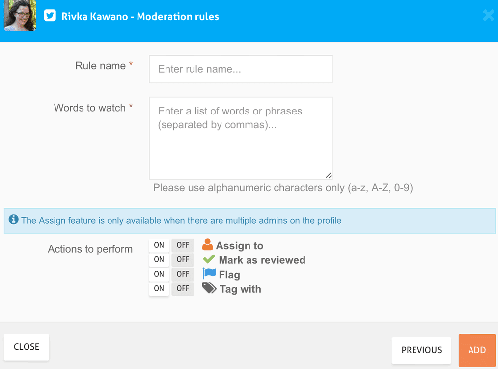 Moderation rules in Agorapulse