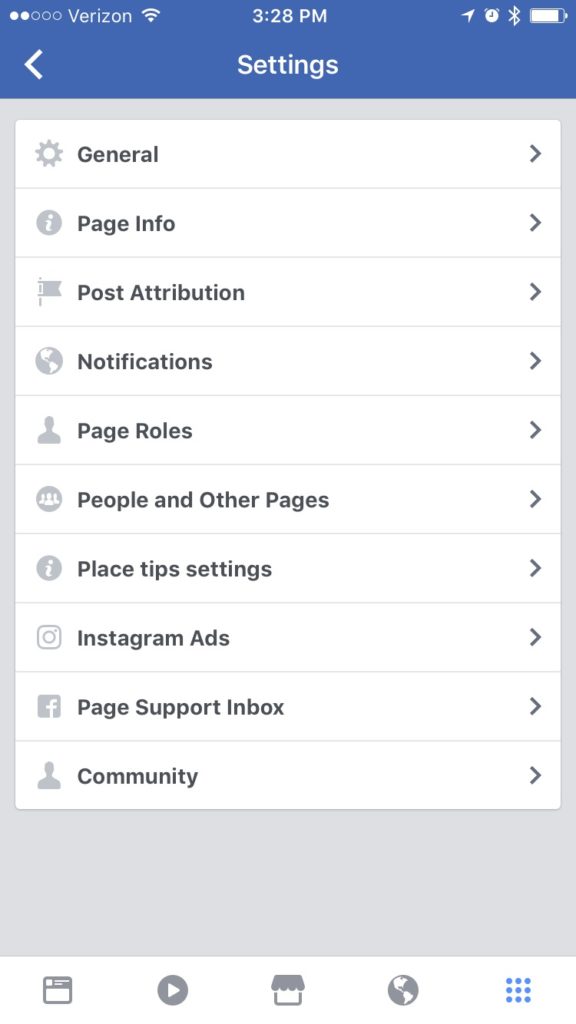 Facebook place tip settings