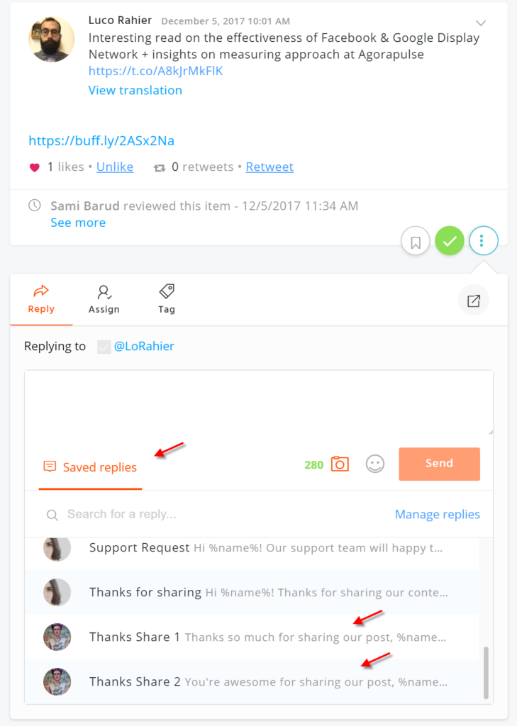 saved replies hack for social media management