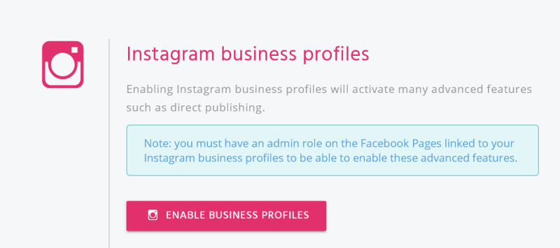 Enable Instagram business profile
